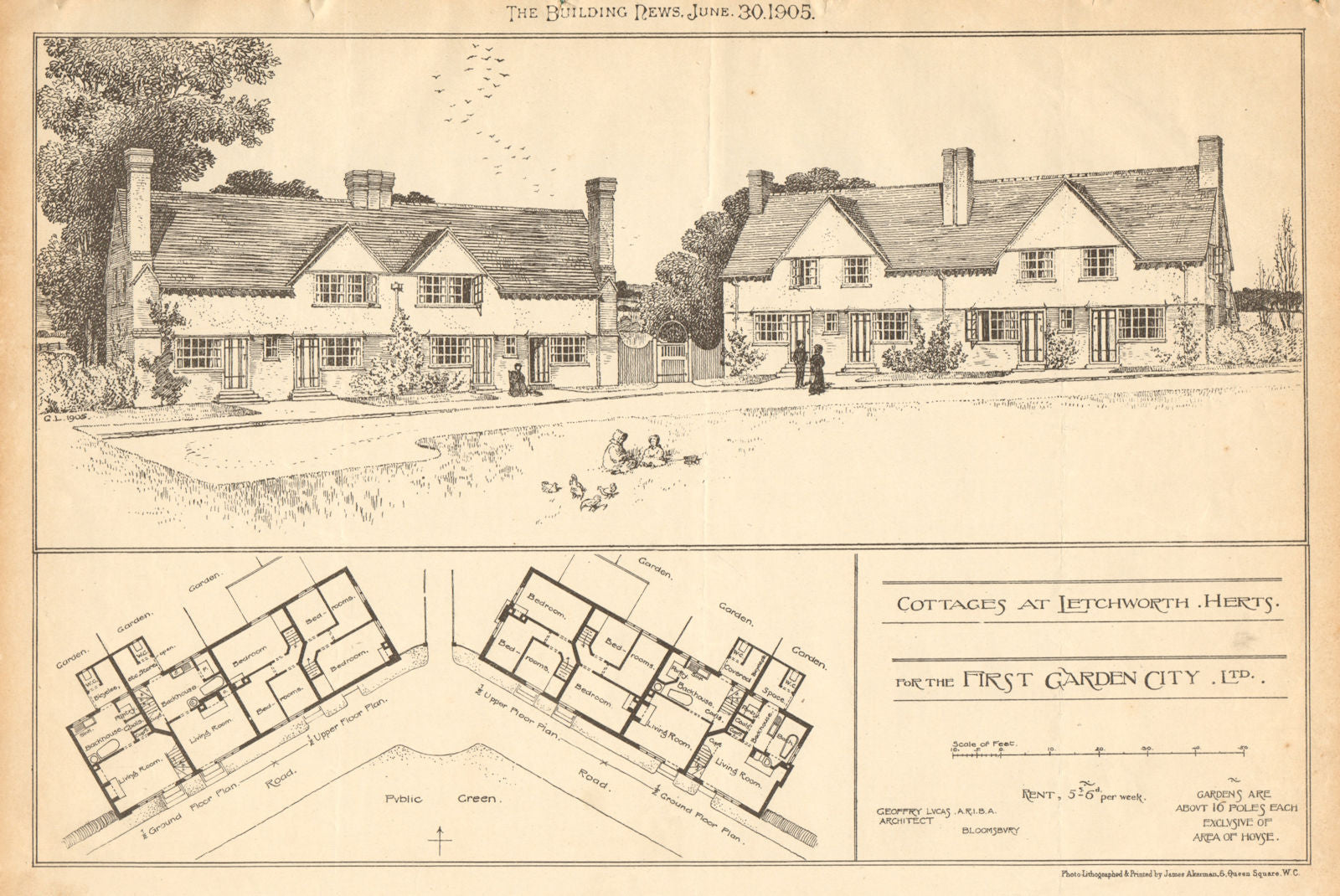 Cottages Paddock Close Letchworth Garden City Hertfordshire. Geoffrey Lucas 1905